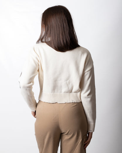 Maglia Disclaimer girocollo cropped con stampa donna