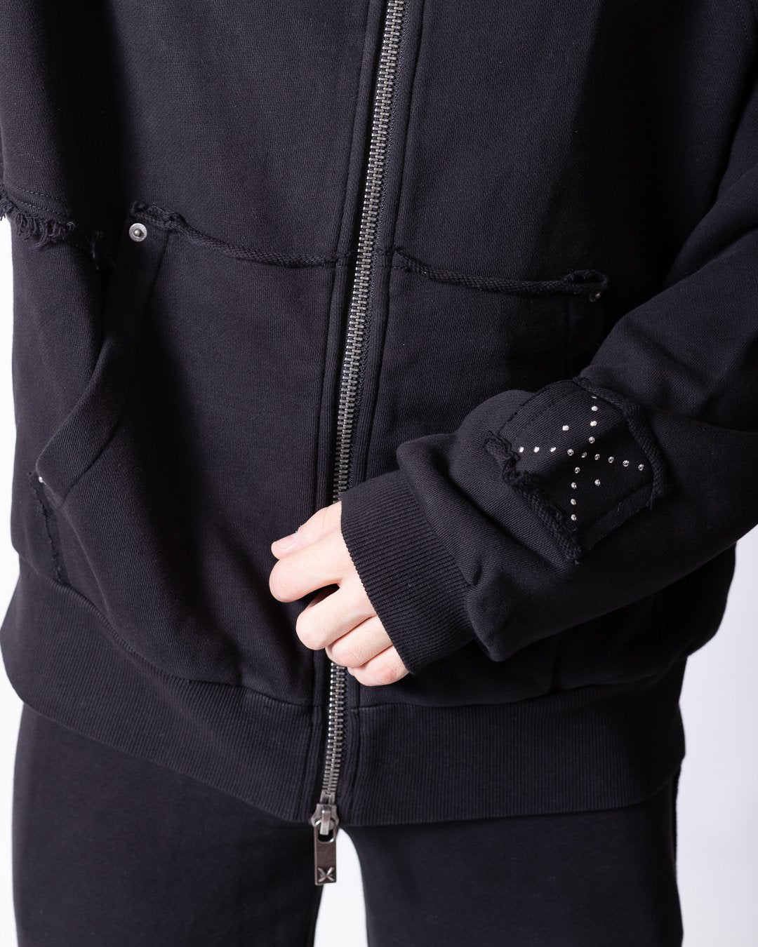 Felpa Richmond X full zip con cappuccio e logo con applicazioni