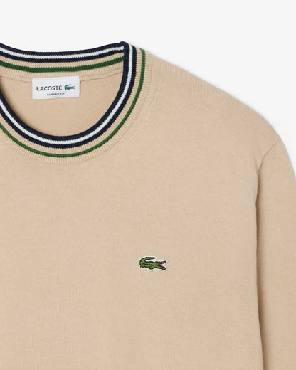 Maglia Lacoste girocollo con strisce a contrasto uomo