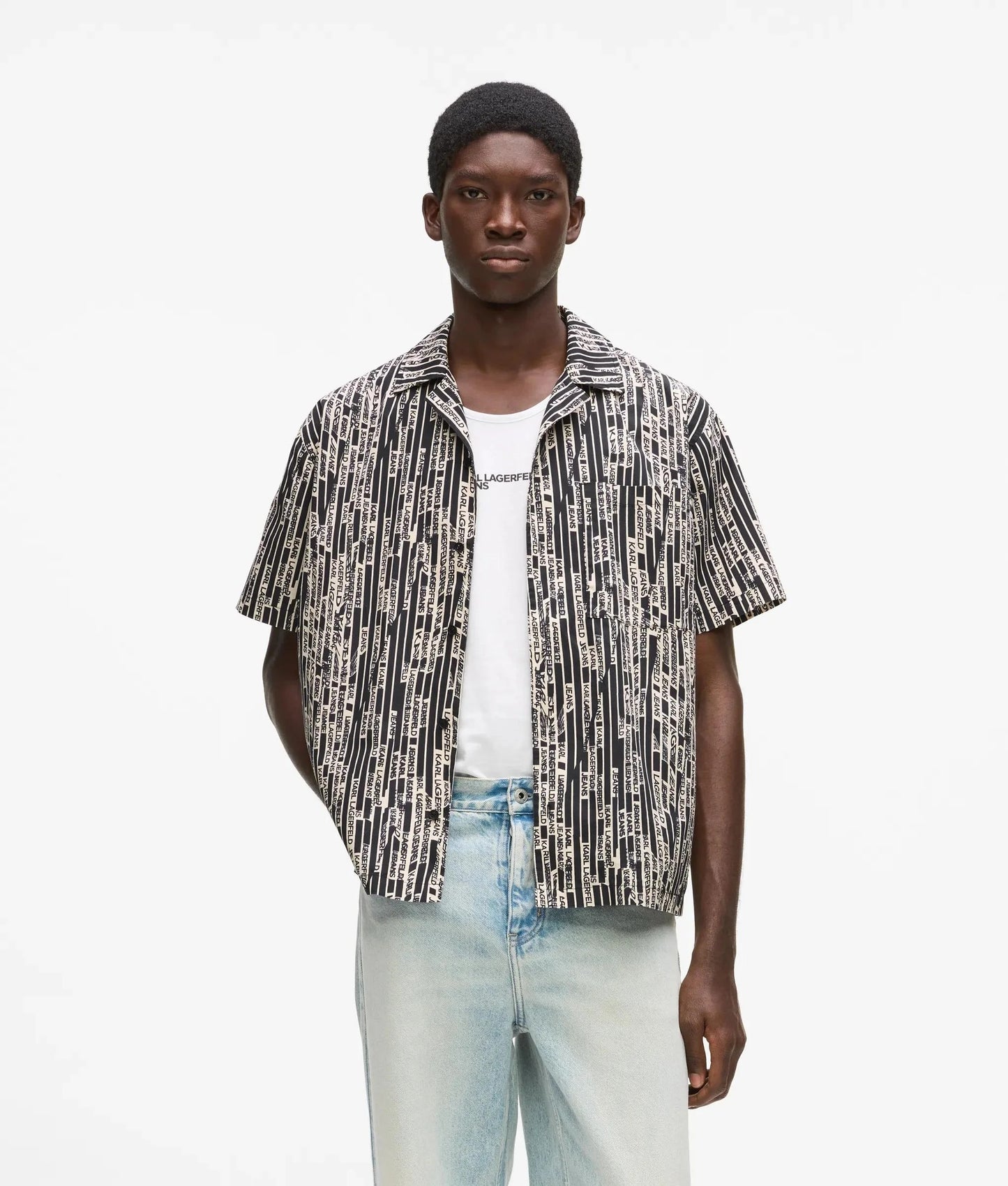 Camicia Karl Lagerfeld Jeans con stampa logata all-over uomo