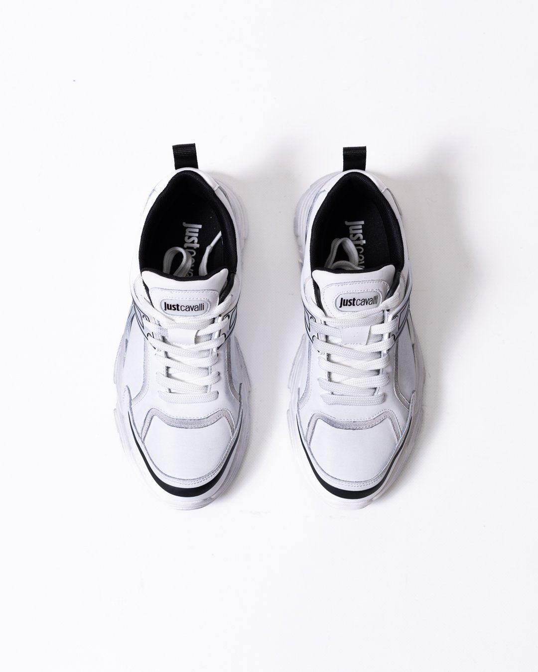 Sneakers Just Cavalli in pelle con logo e dettagli a contrasto