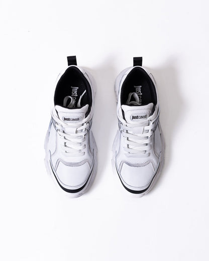 Sneakers Just Cavalli in pelle con logo e dettagli a contrasto