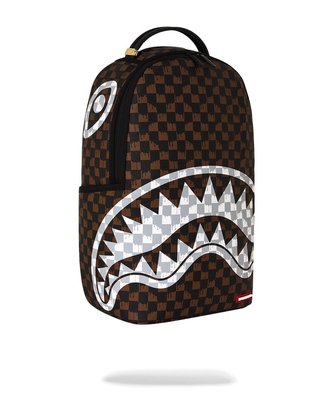 Zaino Sprayground marrone BROWN AND CREAM DRIP CHECK SHARK BACKPACK 