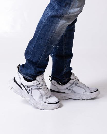 Sneakers Just Cavalli in pelle con logo e dettagli a contrasto