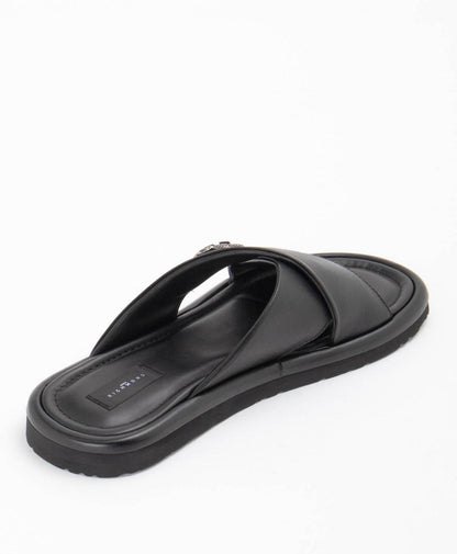 Sandalo John Richmond in pelle con fibbia metallica uomo