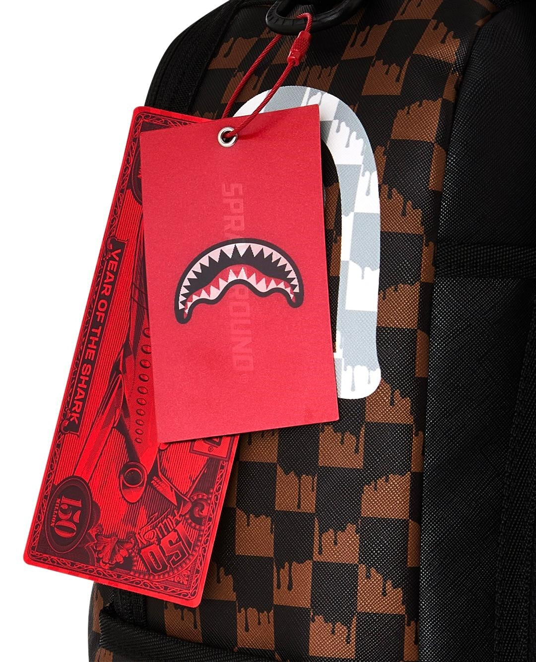 Zaino Sprayground marrone BROWN AND CREAM DRIP CHECK SHARK BACKPACK 