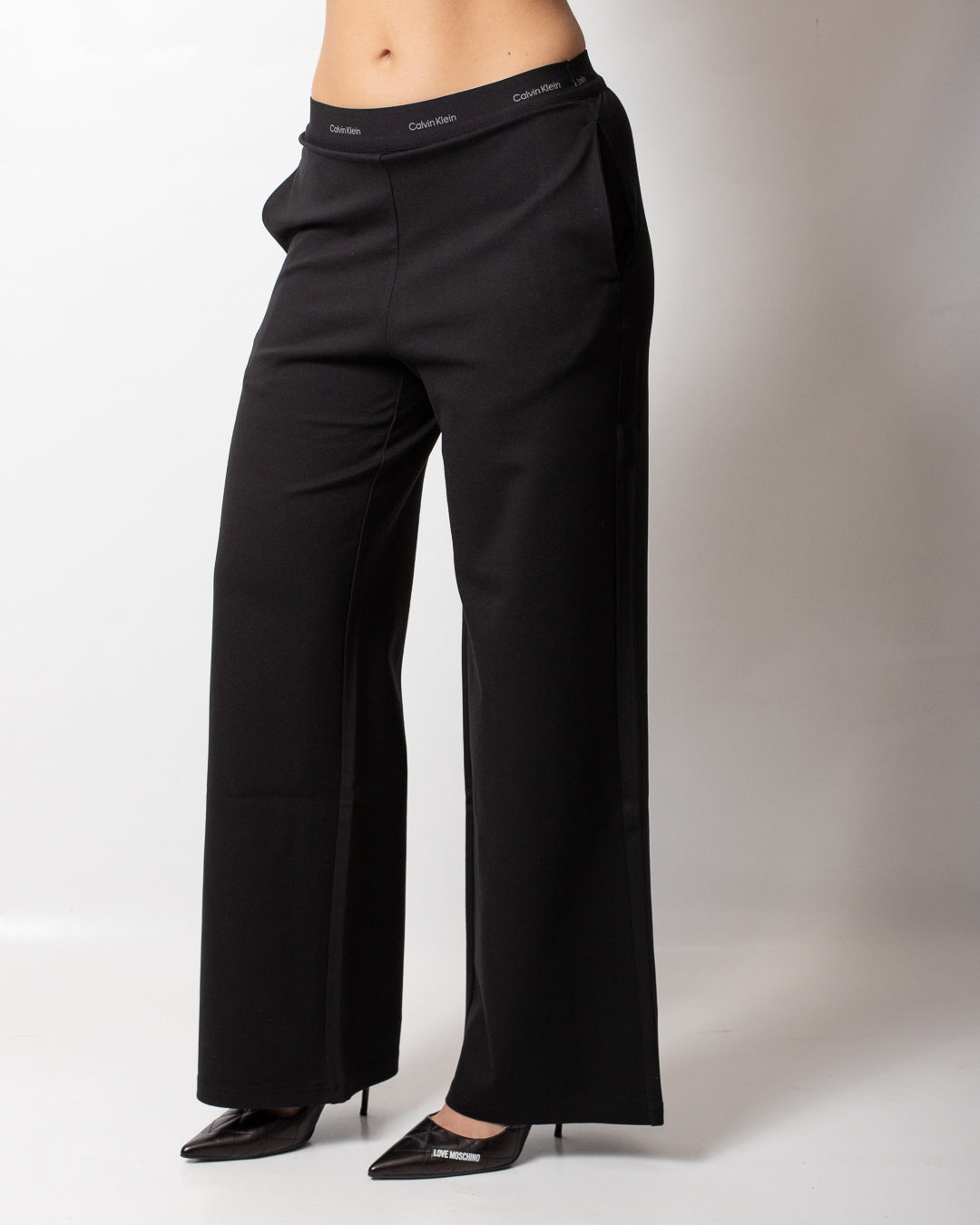 Pantalone Calvin Klein stretch a gamba larga donna