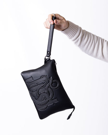 Pochette Just Cavalli in eco pelle con logo gommato in rilievo