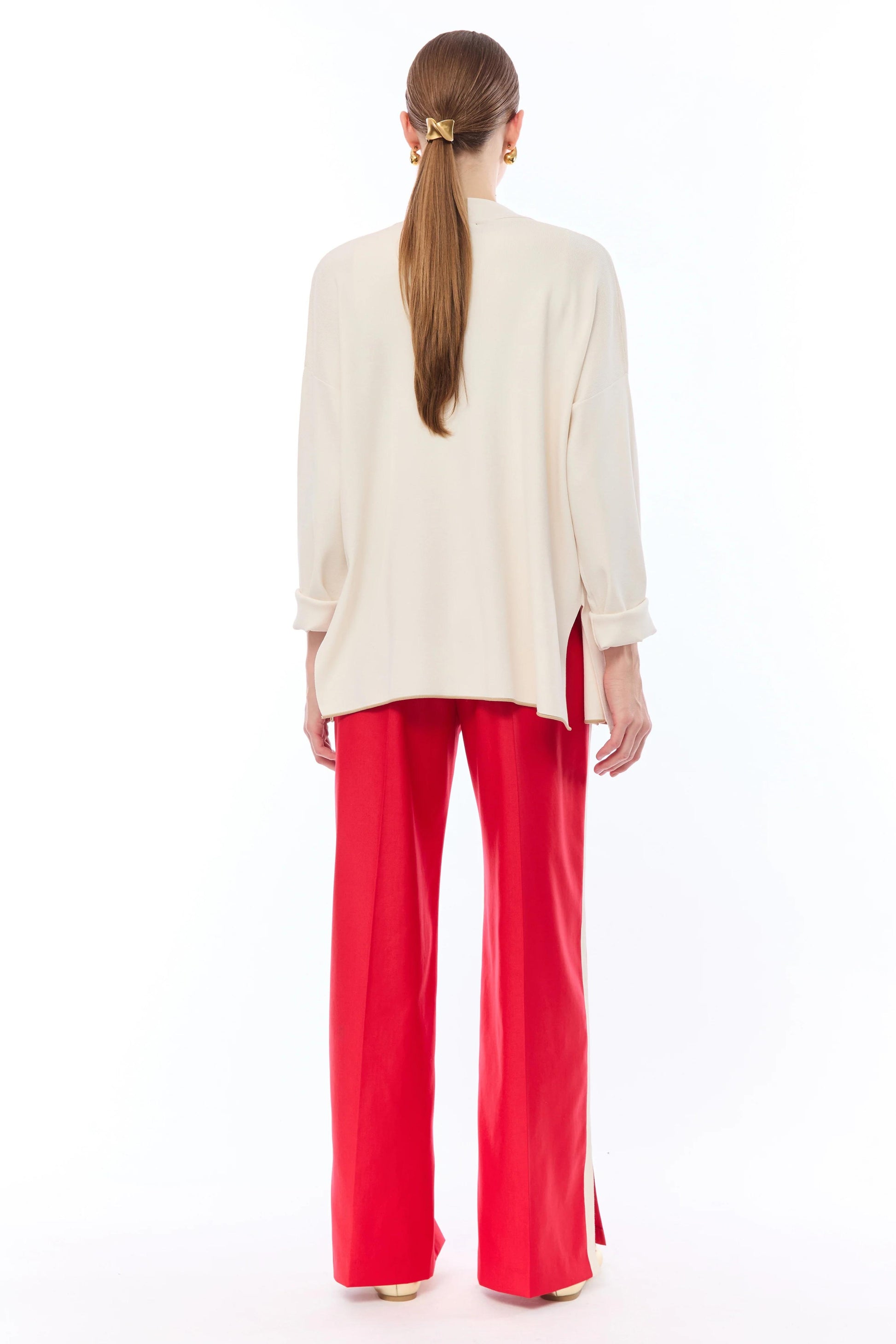 Pantalone Nenette straight con banda laterale donna