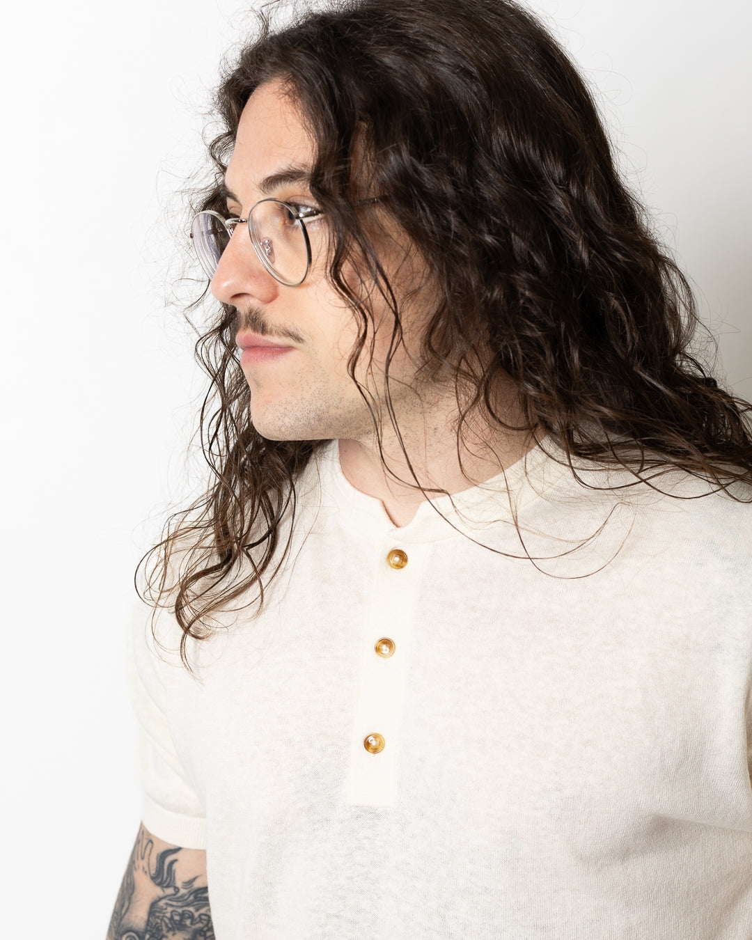 T-Shirt Liu Jo in misto lino con bottoni uomo
