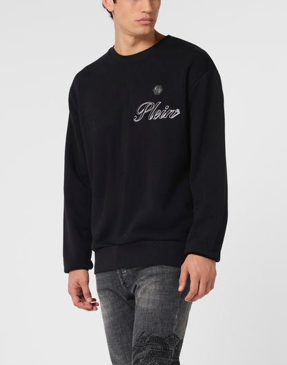 Felpa Philipp Plein con logo Signature ricamato e applicazione