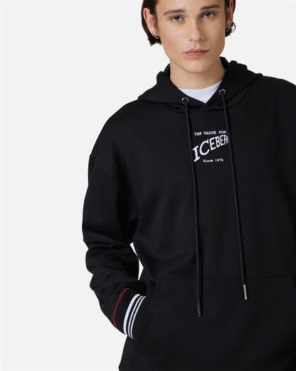 Felpa Iceberg con cappuccio e dettagli in maglia uomo