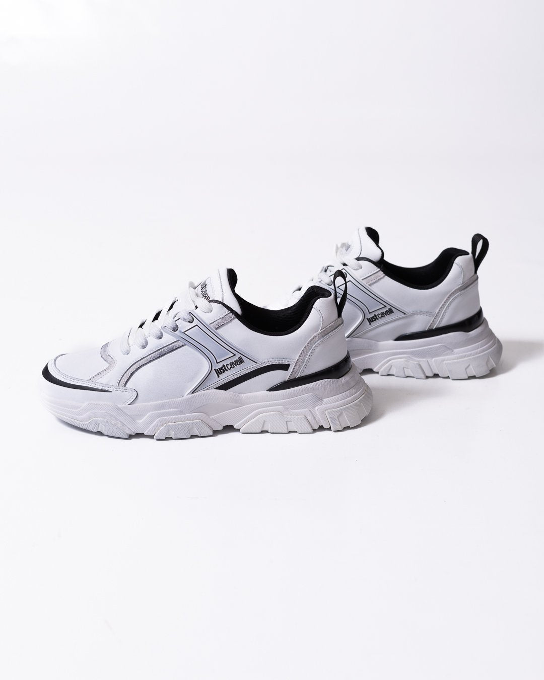 Sneakers Just Cavalli in pelle con logo e dettagli a contrasto