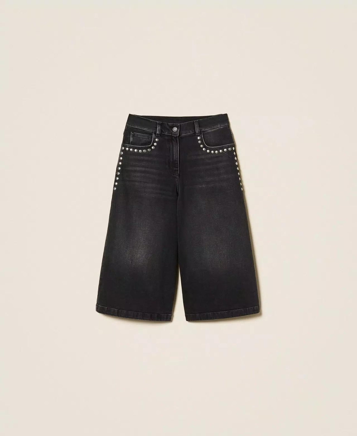 Bermuda Twinset Actitude in jeans con borchie donna