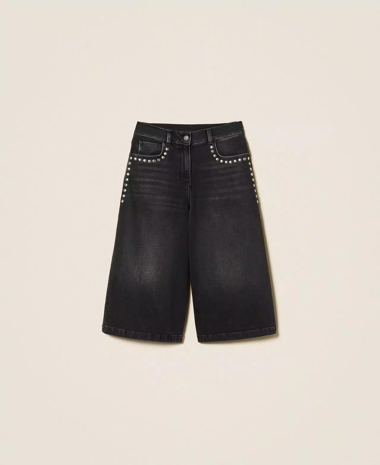 Bermuda Twinset Actitude in jeans con borchie donna