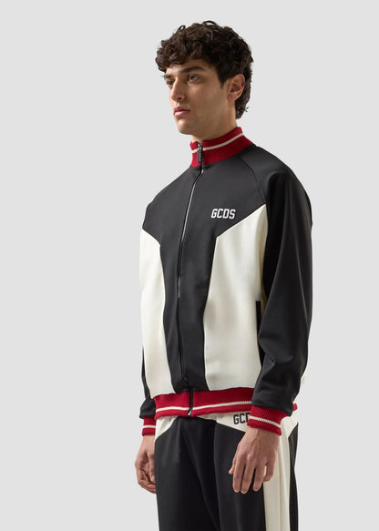 Felpa GCDS Essentials fullzip in nylon color block uomo