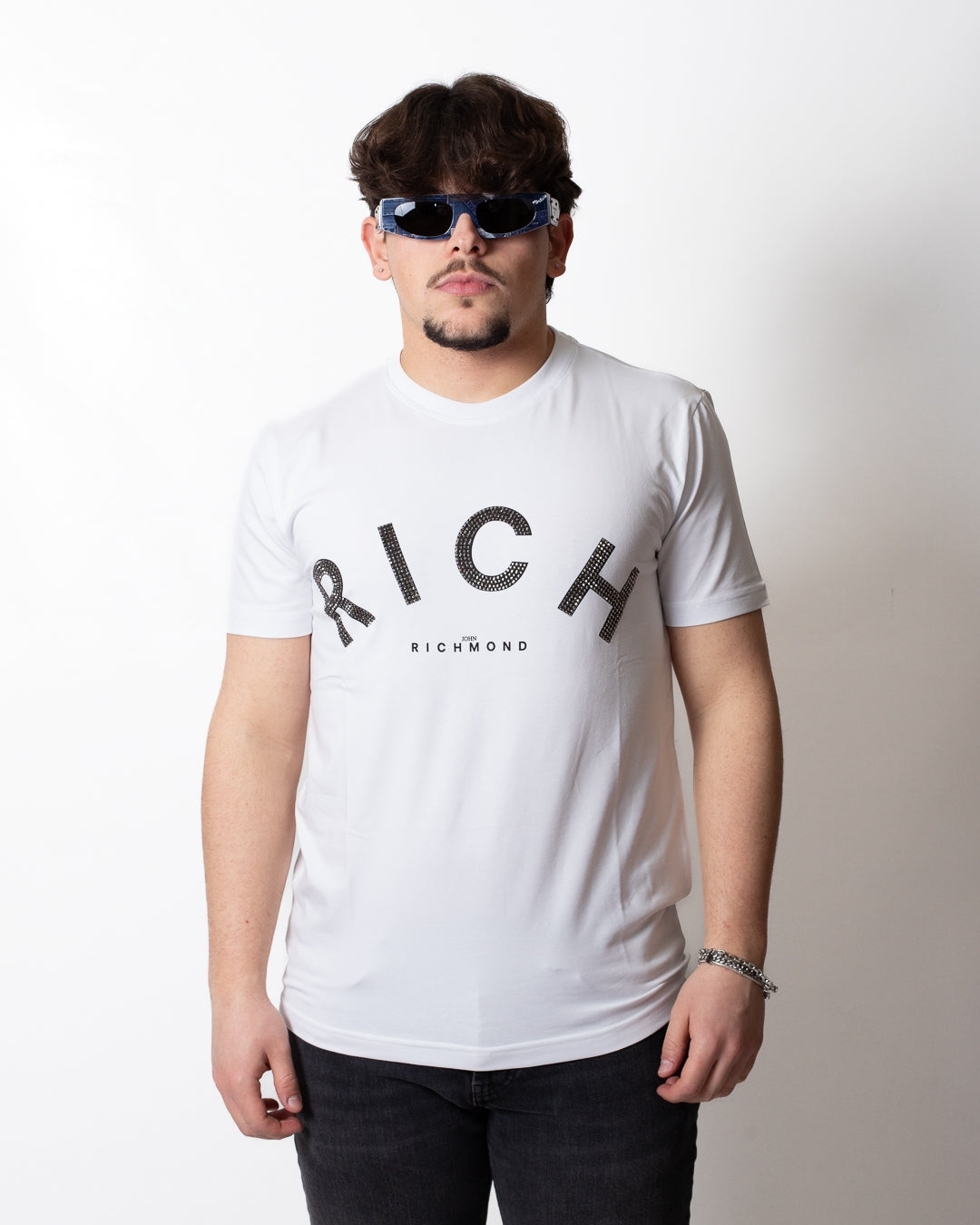 T-Shirt John Richmond con logo strass uomo