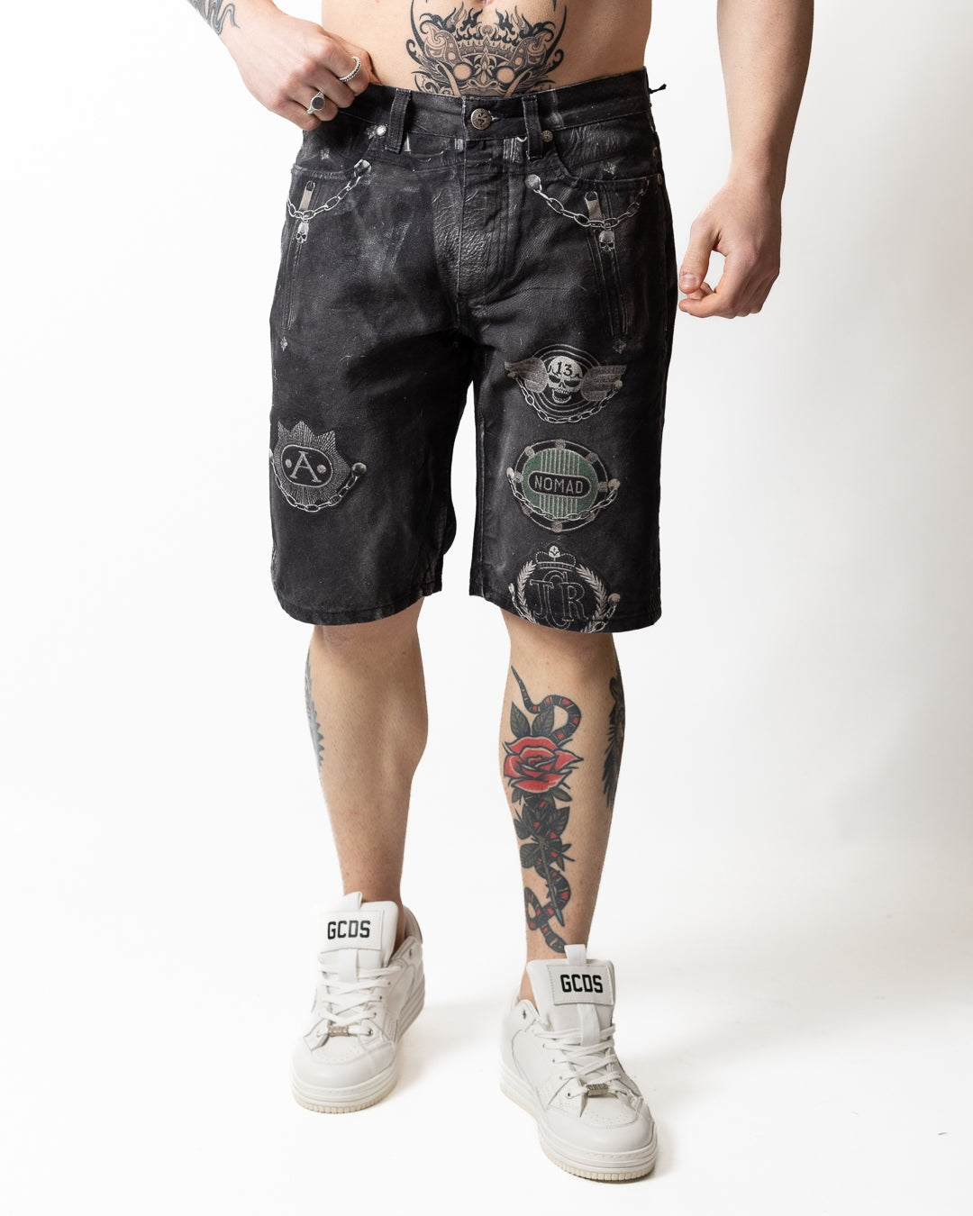 Bermuda John Richmond straight con stampa all-over uomo