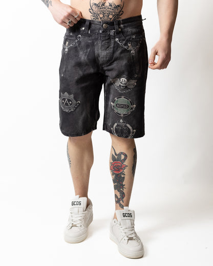 Bermuda John Richmond straight con stampa all-over uomo