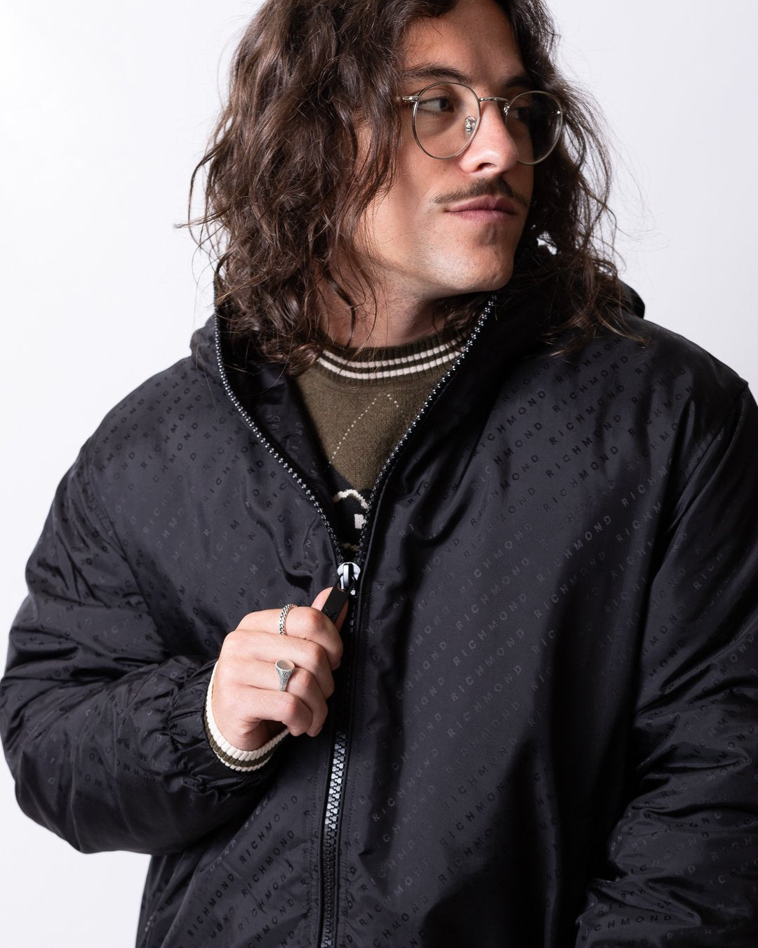 Giubbotto Richmond X in nylon con logo all-over uomo