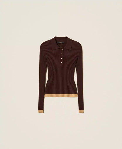 Maglia Twinset Actitude polo a costine donna