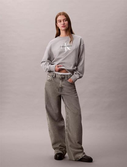 Felpa Calvin Klein girocollo con logo ricamato donna