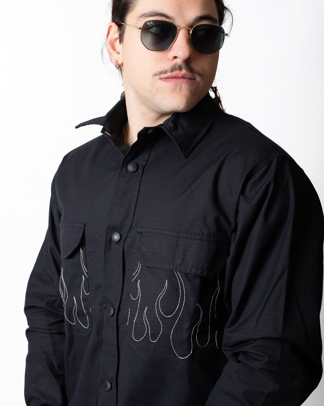 Camicia Vision of Super con tasche e fiamme uomo
