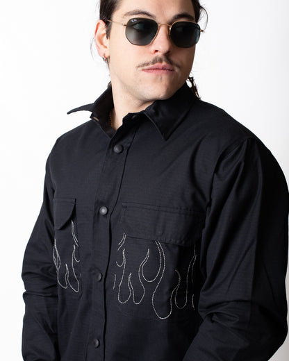 Camicia Vision of Super con tasche e fiamme uomo