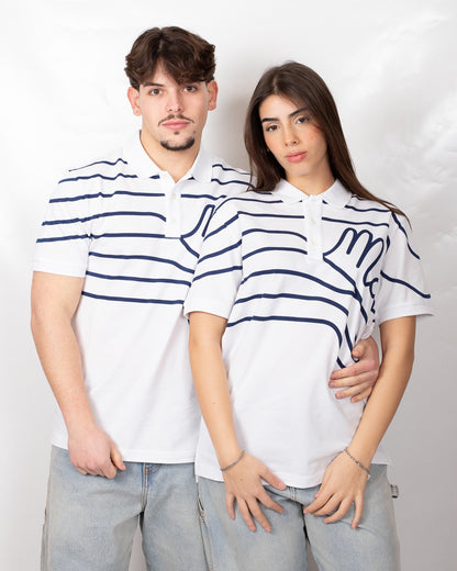 Polo Moschino in piquet con stampa a righe 