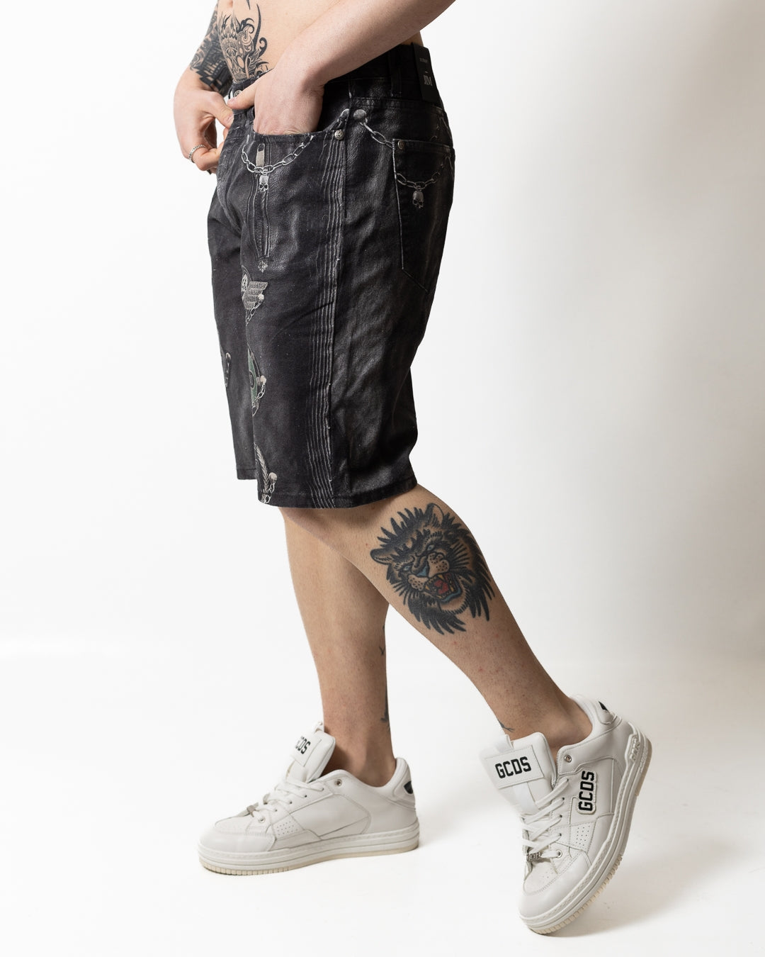 Bermuda John Richmond straight con stampa all-over uomo