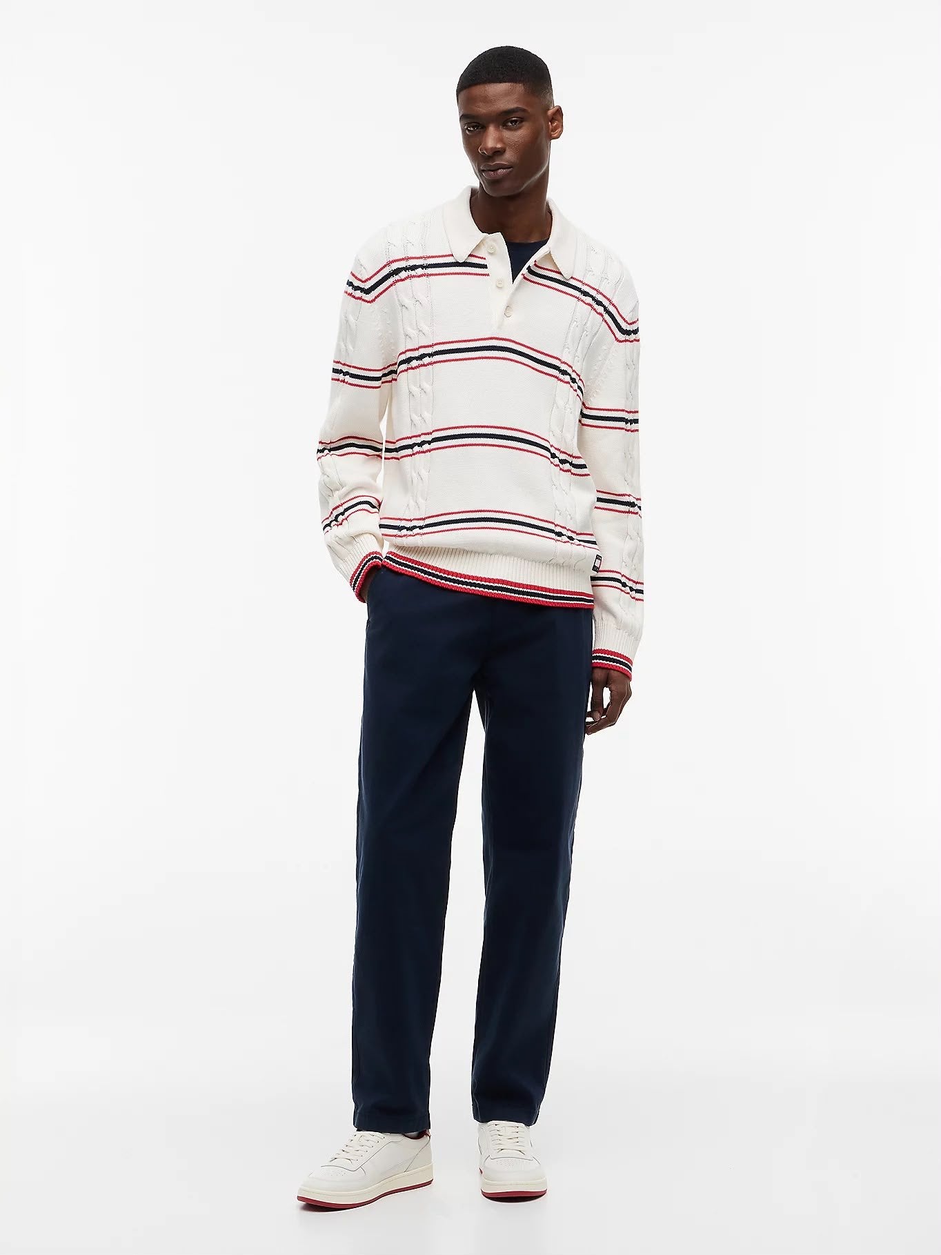 Polo Tommy Jeans in maglia "Stripe Cable" uomo