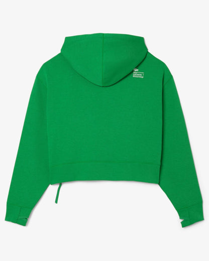 Felpa Lacoste cropped con cappuccio e logo in silicone donna