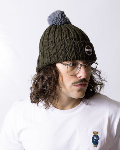 Cappello Colmar in costina con pompon