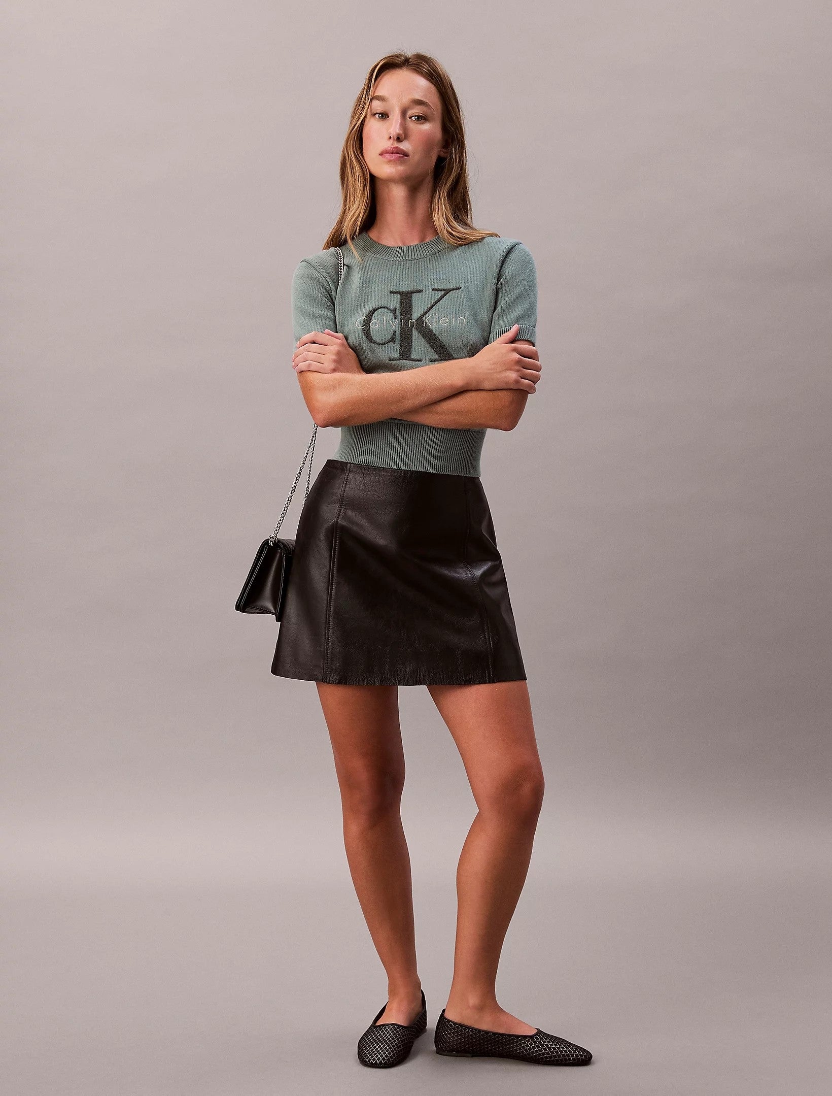 T-Shirt Calvin Klein in maglia con logo teddy donna