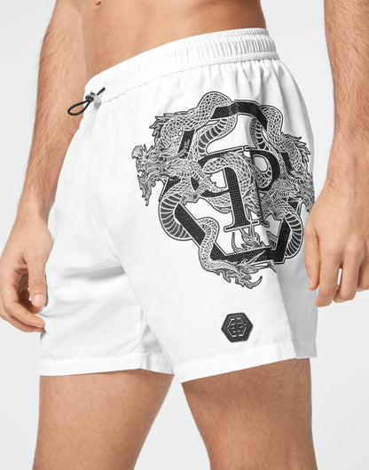 Boxer mare Philipp Plein con stampa "dragon" e applicazione uomo