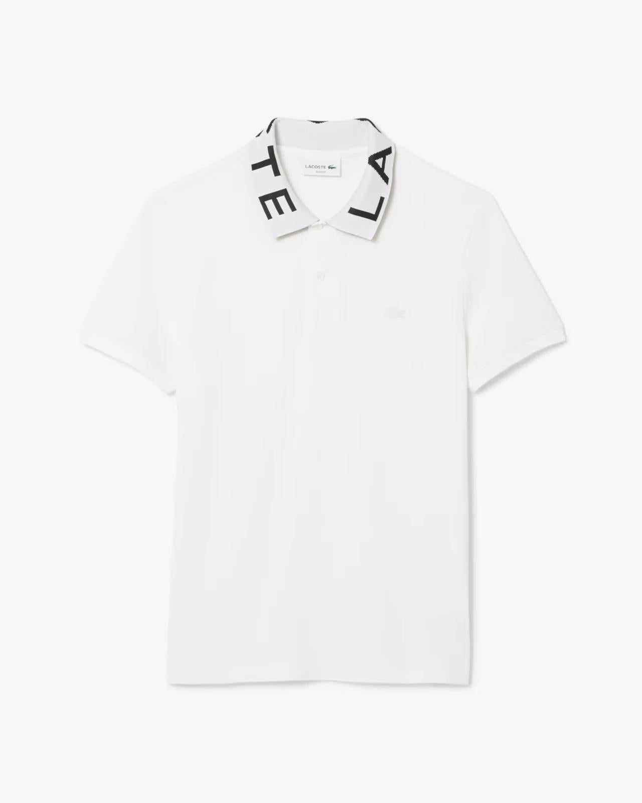 Polo Lacoste con logo sul colletto a contrasto jacquard