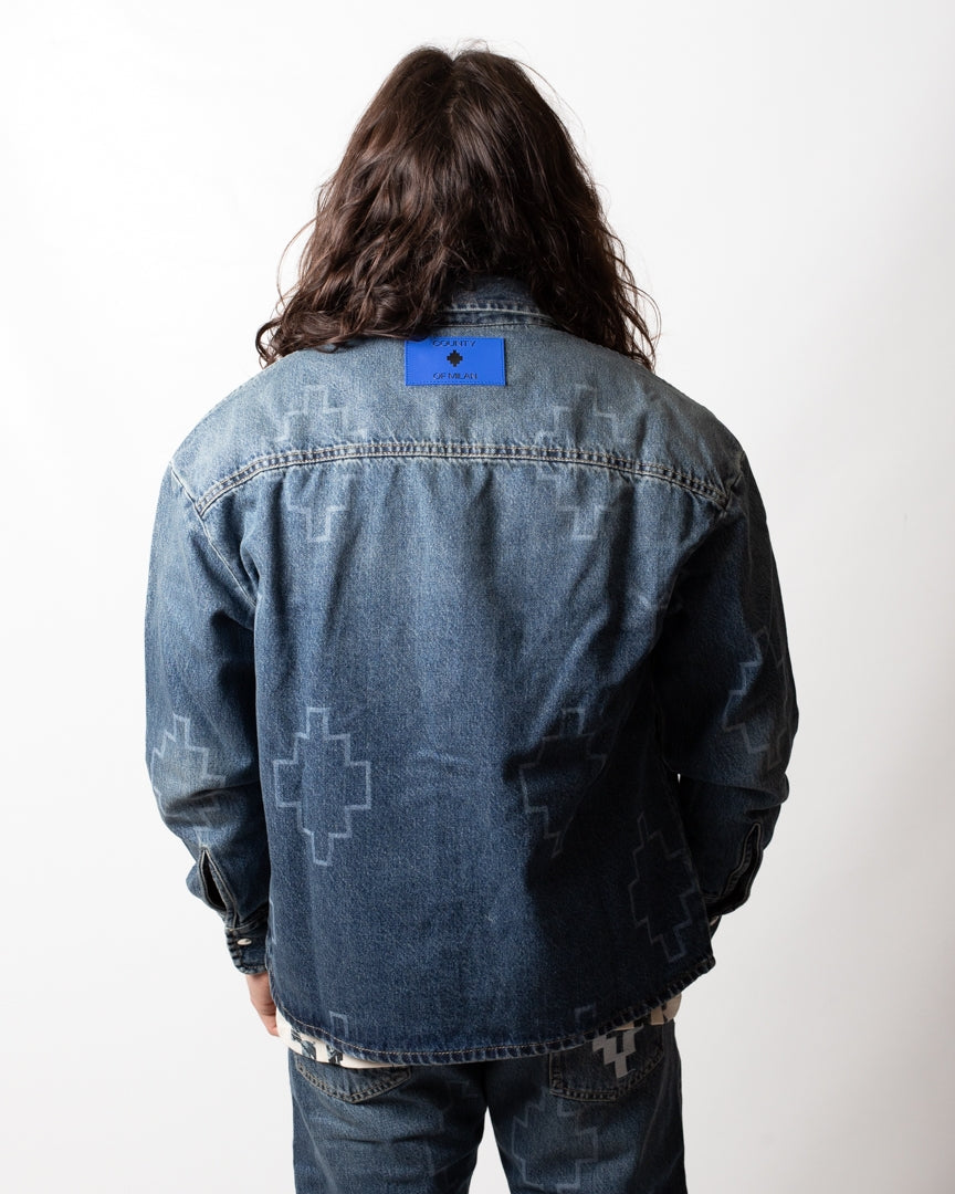 Camicia Marcelo Burlon in jeans "Logomania" uomo