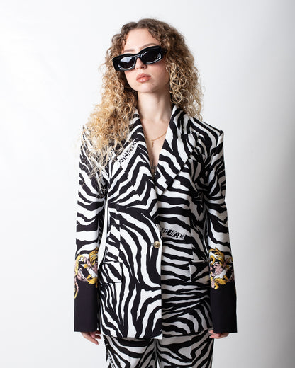 Giacca blazer Versace Jeans Couture monopetto zebrata donna