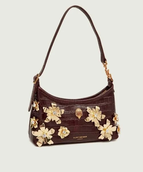 Borsa Kurt Geiger con fiori decorativi e brillantini