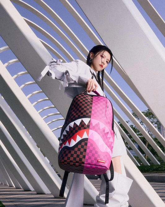 Zaino Sprayground marrone Split pink check dlxsv backpack