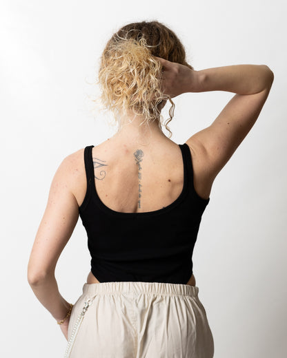Body Disclaimer in costina con logo strass donna