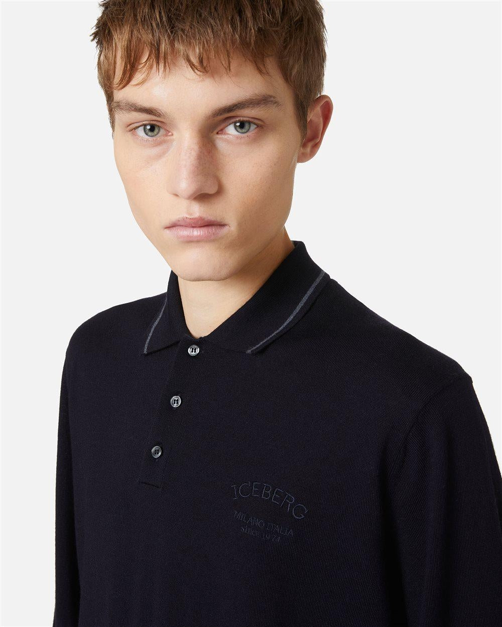 Maglia a polo Iceberg in lana uomo