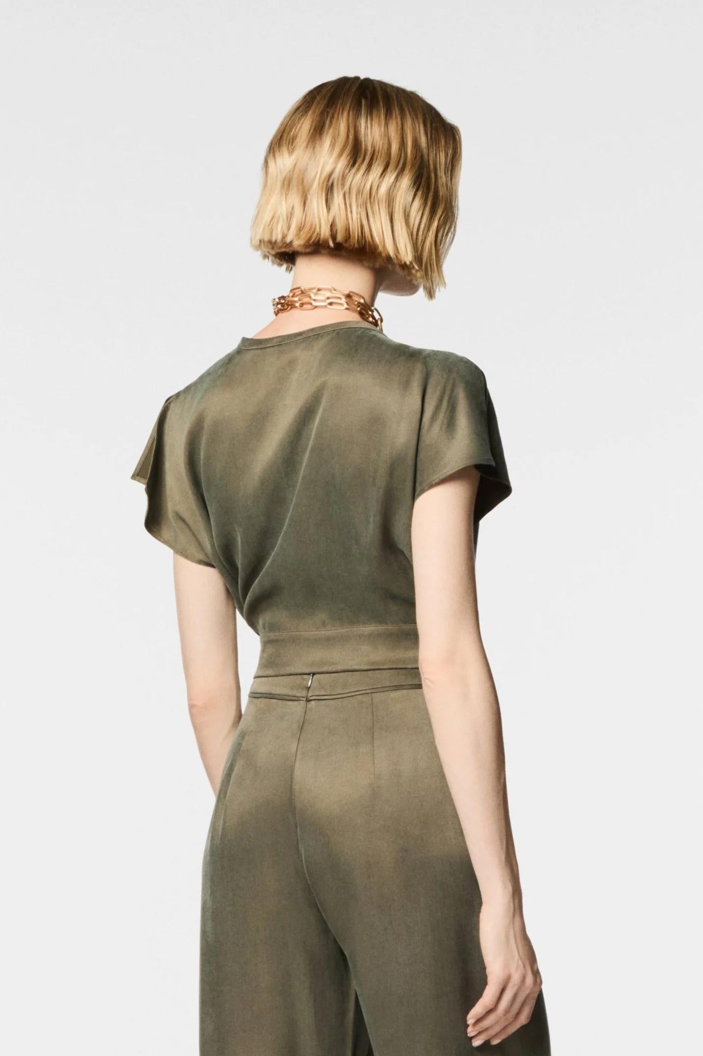 Blusa Nenette in tencel con pom pons donna