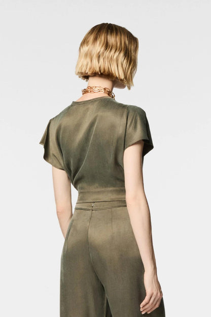 Blusa Nenette in tencel con pom pons donna