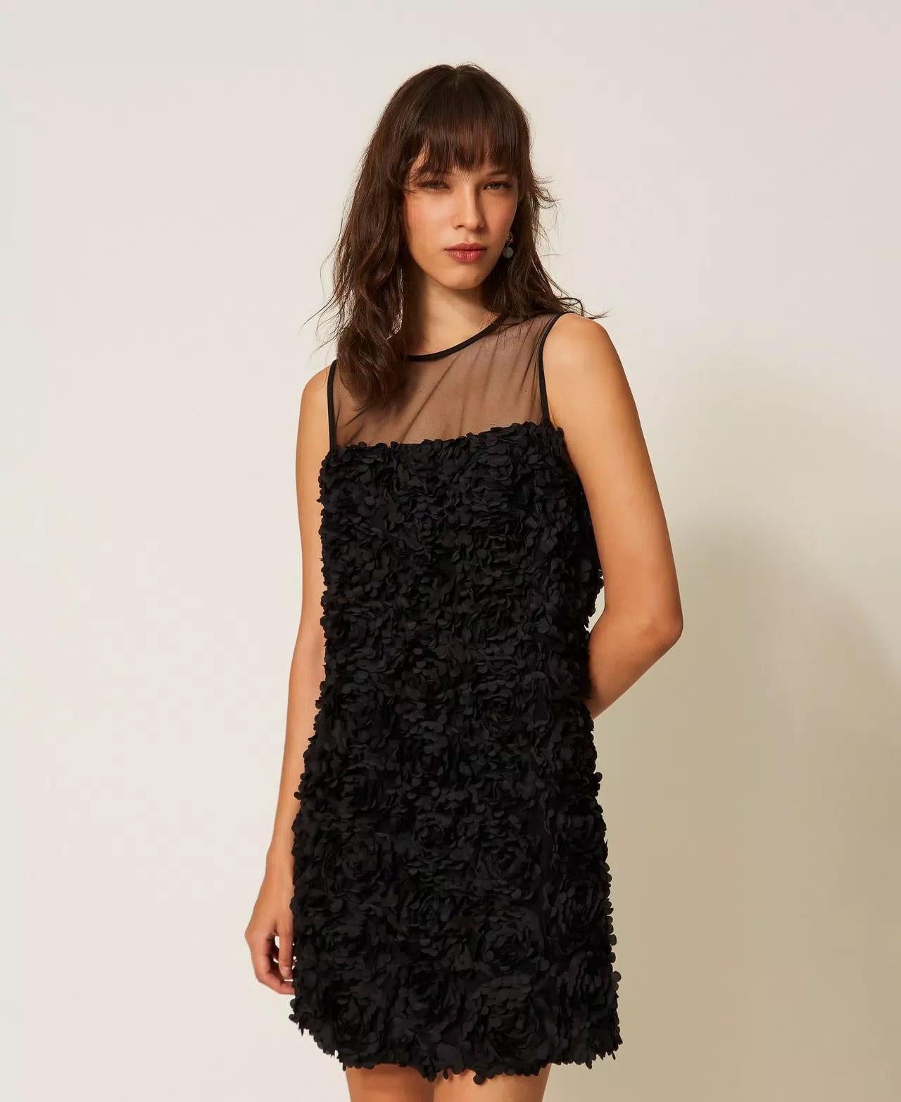 Abito Twinset Actitude in tulle con fiori donna