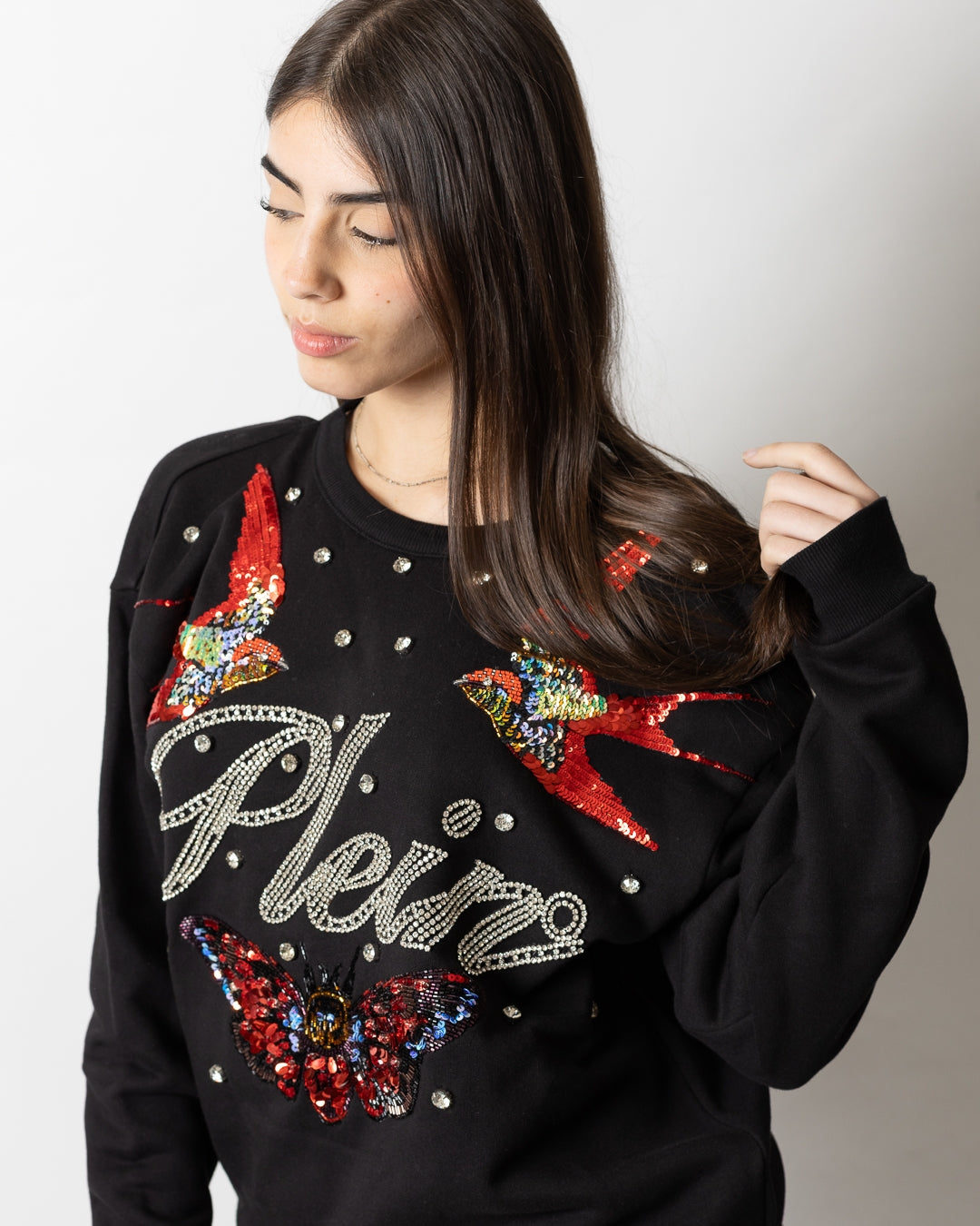 Felpa Philipp Plein "Open Back Tattoo Strass" donna