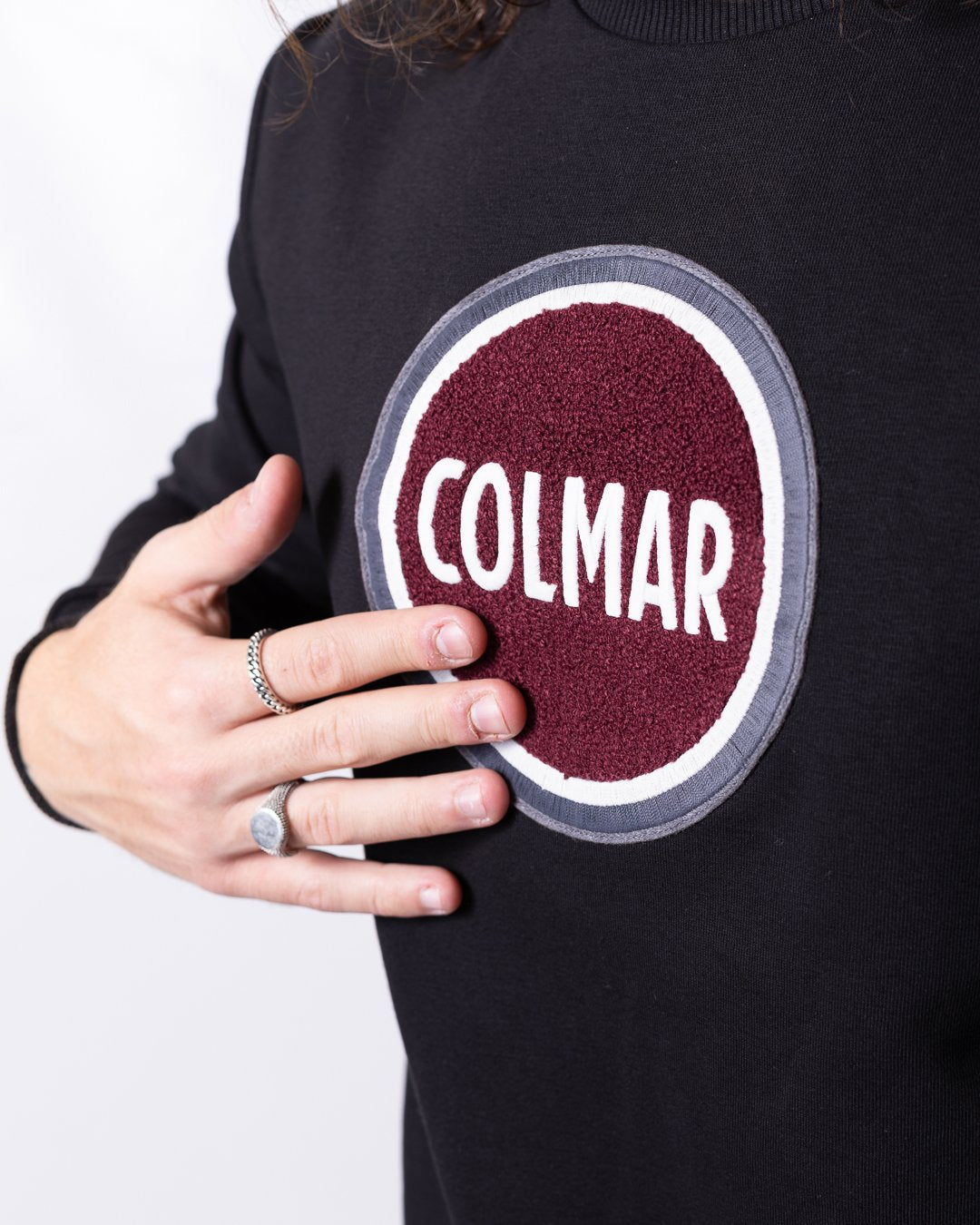 Felpa Colmar girocollo con maxi logo in spugna uomo
