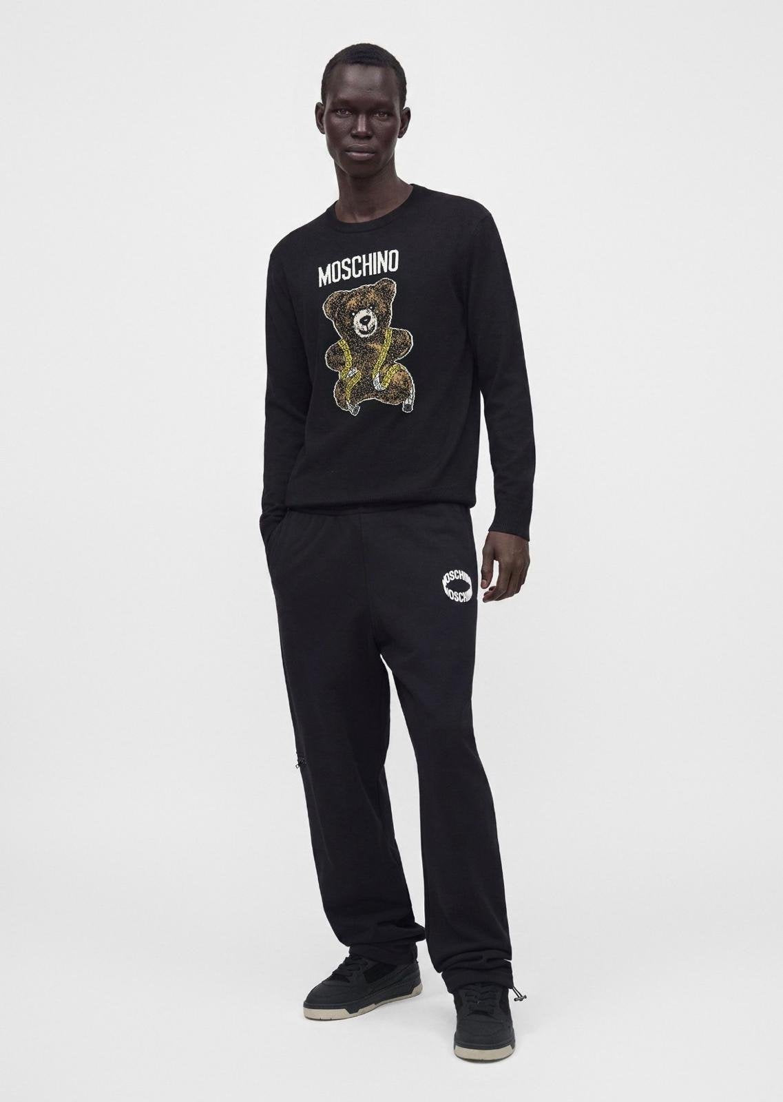 Maglia Moschino girocollo in lana "Teddy Bear Inlay" uomo