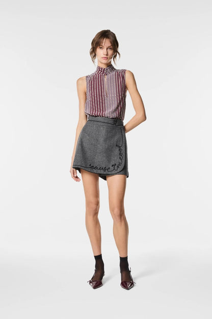 Shorts Nenette ricamato in misto lana donna