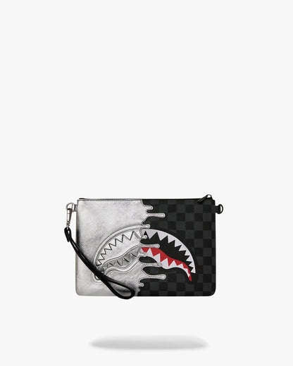 Pochette Sprayground nero SILVER SIDE DRIP BLACK CHECK CROSSBODY POUCHETTE clutch con tracolla